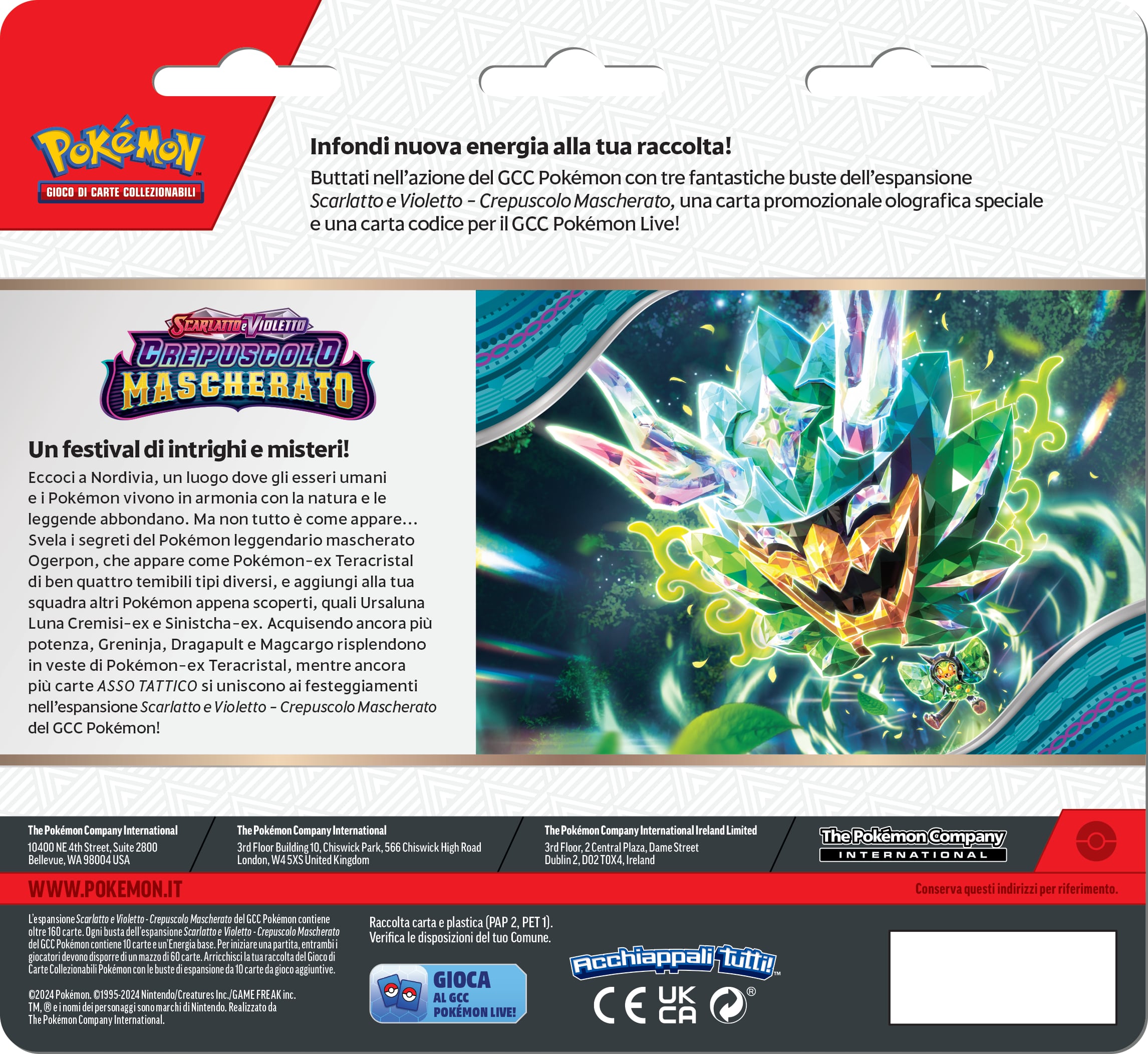 Pokemon Blister 3 Bustine + 1 Card Scarlatto e Violetto - 06 Crepuscolo Mascherato - immagine 2